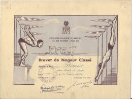 Brevetde Nageur Classé/Féd FR De Natation/Paris /Benoist  /1964   DIP42 - Diplômes & Bulletins Scolaires