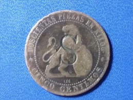 CURIOSITE SPAIN : CINCO CENTIMOS 1870  SURCHARGEE °S° AVERS ET REVERS - To Identify