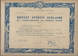 Brevet Sportif Scolaire De L´Enseignement Du Premier Degré/ Ministére De L´Education Nationale/ 1965    DIP51 - Diplômes & Bulletins Scolaires