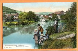 PBF-02  Aux Bords De L'Orbe à Vallorbe Pêcheurs De Truites. Cachet 1905 - Vallorbe