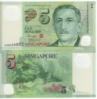 SINGAPORE  $5  Polimer  P47d  One Triangle Below Garden City On Back  UNC - Singapur