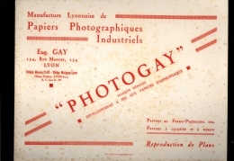 BUVARD Manufacture Lyonnaise De Papiers Photographiques PHOTOGAY Eugène GAY 154 Rue Moncey LYON - P