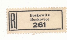 Böhmen Und Mähren / R-label: Boskowitz - Boskovice (number "261") German-Czech Text (BM1-0294) - Sonstige & Ohne Zuordnung