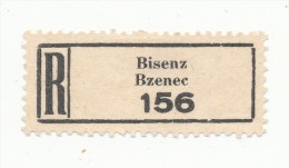 Böhmen Und Mähren / R-label: Bisenz - Bzenec (number "156") German-Czech Text (BM1-0298) - Autres & Non Classés