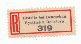 Böhmen Und Mähren / R-label: Bistritz Bei Beneschau - Bystrice U Benesova (2x Number: "319" And "155") (BM1-0304) - Other & Unclassified