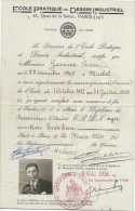 Obtention De Diplome/MentionTB/Dessinateurd´Etudes/ Ecole Pratique De Dessin Industriel/Paris / 1934    DIP60 - Diplomas Y Calificaciones Escolares