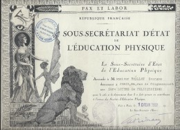 Lettre De Félicitations/Société D´Education Physique/Sous-Secrétariat D´Etat/ Paris /1932  DIP85 - Diplome Und Schulzeugnisse