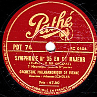 78 Trs  30 Cm  état TB - ORCH. PHILH. DE VIENNE - SYMPHONIE N° 35 (MOZART) - 2e Mouv. 2e Part. 3e Mouv. - 78 T - Disques Pour Gramophone