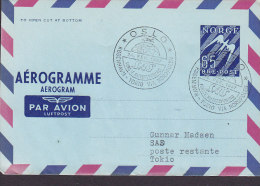 Norway Air Mail Par Avion Luftpost Aerogramme OSLO-KØBENHAVN-TOKIO Via Nordpolen 1. Flight Cover 1957 !! (2 Scans) - Covers & Documents