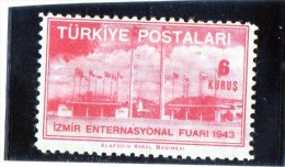 1943 Turchia - Fiera Int. Di Fuari - Neufs