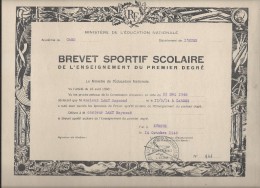 Brevet Sportif Scolaire/Ministére De L´Education Nationale//Evreux / Lamy/ 1948     DIP91 - Diploma & School Reports