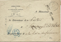 1837 - LOIRE INFERIEURE - ENVELOPPE EN FRANCHISE COMPTABILITE DES FINANCES Pour SAVENAY REEXPEDIEE à NANTES - Civil Frank Covers