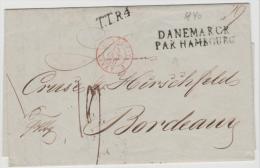 DKV007 /  DÄNEMARK  - Copenhaven 1840 Mit Transitstempel Par Hambourg Nach Bordeaux - ...-1851 Voorfilatelie