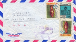 Ecuador 1975 Cover To USA With Air Mail Stamps 2 X 2 S. Ceramic Vase By Tuncahaun Culture + 3 S. 3th Ecuadorian Games - Archäologie