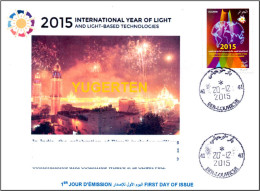 ALGERIA 2015 FDC Rare Cancellation International Year Of Light Lumière Luce Luz Diwali India Licht Lichtes - Physics