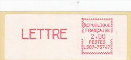 Frankreich 1981 Automatenmarken Nr. 3  LS07-75747  - Postfrisch - Versendungsart LETTRE - 1981-84 Types « LS » & « LSA » (prototypes)