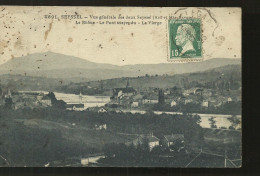 SEYSSEL  VUE GENERALE DES DEUX SEYSSEL  LE RHONE LE PONT SUSPENDU LA VIERGE 1921 - Seyssel