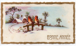 Bonne Année--type Mignonnette--illustrateur ??--Paysage De Neige,oiseaux (rouges-gorges) Série N° 204  éd  MD - Nouvel An