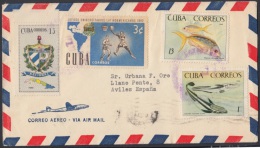 1967-H-3. CUBA 1967. SOBRE A AVILES ESPAÑA SPAIN. PECES FISH - Storia Postale