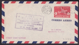 1949-EP-74 CUBA REPUBLICA 1949. Ed.99. ENTERO POSTAL CORREO AEREO. AVION. FDC GOMIGRAFO VIOLETA. - Storia Postale