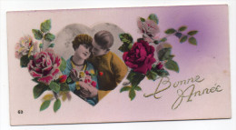 Bonne Année----type Mignonnette--Portrait D'amoureux Dans Un Coeur Avec Roses  N° 63 éd ??? - Nouvel An