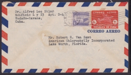 1949-EP-75 CUBA REPUBLICA 1949. Ed.99. 1951. ENTERO POSTAL CORREO AEREO + SEMIPOSTAL. AVION. USADO A FLORIDA. - Covers & Documents