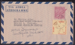 1957-EP-12. CUBA REPUBLICA. 1957. AEREOGRAMA. Ed.1. 1965. FONDO ROSA. AEROGRAMME. SOBRE AEREOGRAMA A MICHIGAN, US. - Briefe U. Dokumente