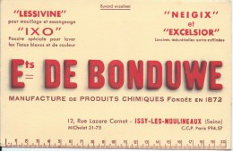 Buvard/Produits Ménagers/Lessivine/Ixo/Ets De Bonduwe/ISSY-les-MOULINEAUX/Seine/Vers 1950    BUV233 - Waschen & Putzen