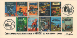 FRANCE 2007 N°81 Albums Fictifs + 2 Cachets Premier Jour FDC TINTIN KUIFJE TIM HERGE GUEBWILLER - Hergé