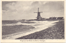 NL - FRIESLAND - HARLINGEN, Ringmuur Met Molen Bij Storm, 1927 - Harlingen