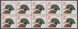 !a! USA Sc# 2485a MNH BOOKLET-PANE(10) - Wood Duck (red) - 1981-...