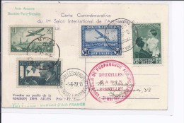 CP 1er Salon International De L'aéronautique Affr.mixte BELG/France 31 Mai 1937 - Cartas & Documentos