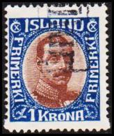 1920. King Christian X. Thin, Broken Lines In Ovl Frame. 1 Kr. Blue/brown. TOLLUR. Extr... (Michel: 96) - JF191299 - Unused Stamps