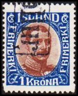 1920. King Christian X. Thin, Broken Lines In Ovl Frame. 1 Kr. Blue/brown. TOLLUR. Extr... (Michel: 96) - JF191298 - Nuevos