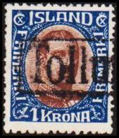 1920. King Christian X. Thin, Broken Lines In Ovl Frame. 1 Kr. Blue/brown. TOLLUR. Vari... (Michel: 96) - JF191300 - Nuevos