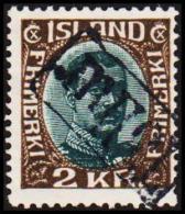 1920. King Christian X. Thin, Broken Lines In Ovl Frame. 2 Kr. Brown/green TOLLUR. (Michel: 97) - JF191340 - Ongebruikt