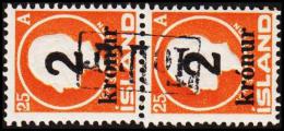 1926. Surcharge. Jon Sigurdsson. 2x 2 Kr. On 25 Aur Orange Only 50.000 Issued. TOLLUR. (Michel: 119) - JF191383 - Nuevos