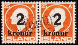 1926. Surcharge. Jon Sigurdsson. 2x 2 Kr. On 25 Aur Orange Only 50.000 Issued. TOLLUR. (Michel: 119) - JF191381 - Nuevos