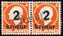 1926. Surcharge. Jon Sigurdsson. 2x 2 Kr. On 25 Aur Orange Only 50.000 Issued. TOLLUR. (Michel: 119) - JF191381 - Nuovi