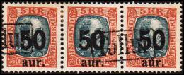 1925. Surcharge. King Christian IX. 3x 50 Aur On 5 Kr. Grey/red-brown TOLLUR. (Michel: 113) - JF191373 - Ongebruikt