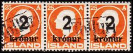 1926. Surcharge. Jon Sigurdsson. 3x 2 Kr. On 25 Aur Orange Only 50.000 Issued. TOLLUR. (Michel: 119) - JF191379 - Ungebraucht
