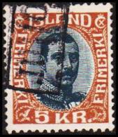 1920. King Christian X. Thin, Broken Lines In Ovl Frame. 5 Kr. Brown/blue TOLLUR. (Michel: 98) - JF191346 - Nuovi