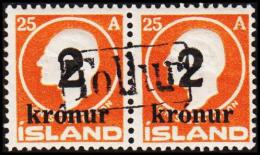 1926. Surcharge. Jon Sigurdsson. 2x 2 Kr. On 25 Aur Orange Only 50.000 Issued. TOLLUR. (Michel: 119) - JF191382 - Ungebraucht