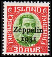 1931. Air Mail. Zeppelin. 30 Aur Green/red King Christian X. Only 50.000 Issued. (Michel: 147) - JF191428 - Luchtpost