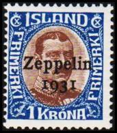 1931. Air Mail. Zeppelin. 1 Kr. Brown/blue King Christian X. Only 60.000 Issued. (Michel: 148) - JF191430 - Aéreo