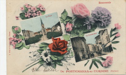 PONTCHARRA SUR TURDINE - Jolie Carte Fantaisie Fleurs Avec Vues Multiples " Souvenir De Pontcharra Sur Turdine" - Pontcharra-sur-Turdine