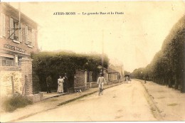 ATHIS MONS LA GRANDE RUE ET L HOTEL DES POSTES ET TELEGRAPHES EN 1913 FACTEUR EN VELO - Athis Mons