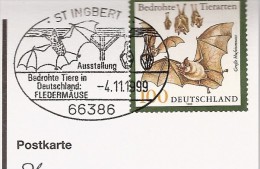 ALLEMAGNE CHAUVE SOURIS FLEDERMAUS BAT ST INGBERT ESPECE MENACEE BEDROHTE TIERE SAAR SARRLAND 1999 - Bats