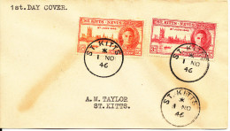 St. Kitts-Nevis FDC 1-11-1946 Victory Complete Set - St.Christopher-Nevis-Anguilla (...-1980)