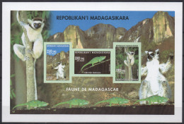 Madagascar Madagaskar 2002 Mi. 2590/2591/2592 Faune Fauna Lemur Catta Lemurien Animals S/S IMPERF Bloc Block RARE ! - Madagascar (1960-...)
